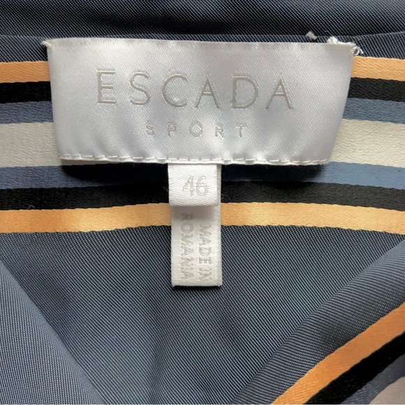 Vintage ESCADA SPORT 16 Oversized silky grey & gold striped  blouse Size EU 46 - Picture 3 of 16
